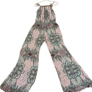 TYSA sheer wide leg boho feminine beach jumpsuit cover up